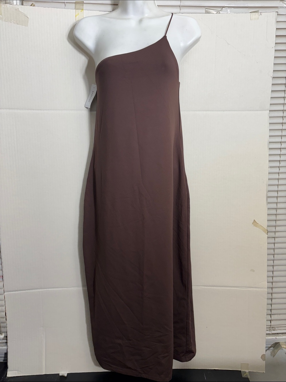 Aritzia Babaton One-Shoulder Chocolate Brown Maxi Dress 7231